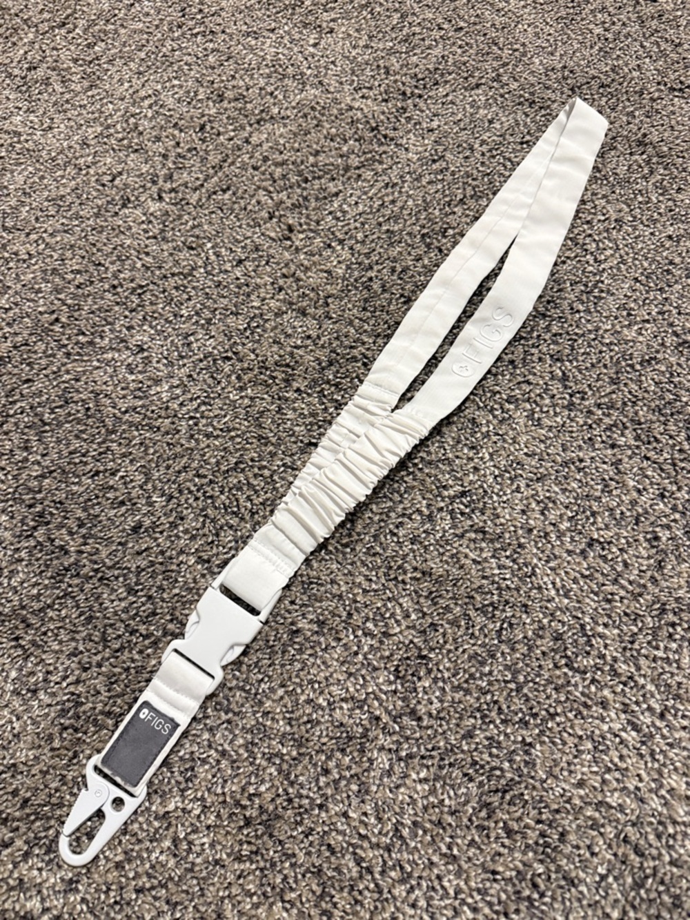 FIGS White Elastic Strap with Metal Clip LANYARD